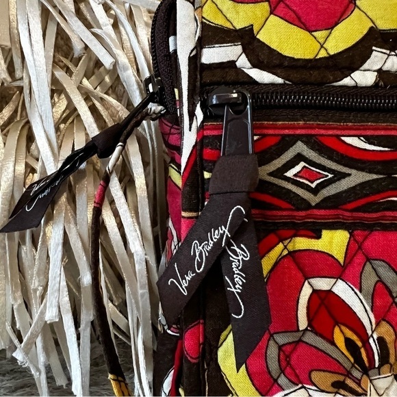 VERA BRADLEY Puccini Velcro Mini Hipster Crossbody Brown Yellow Orange Floral - Picture 3 of 14